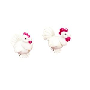 Vintage 80’s Playmates White and Red Chicken Action Figures Rooster & Hen